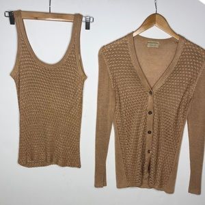 Bottega Veneta Vintage Tank & Cardigan Set Gold Small/Medium